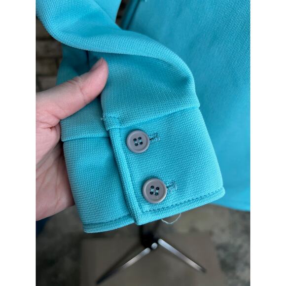 button up shirt dagger collar aqua blue 1970s - Picture 4 of 9